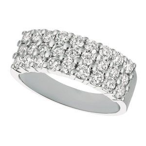 1.50CT 3 Row Diamond Ring G SI 14K White Gold